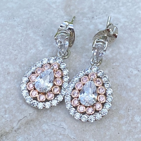 Genuine Crystal gold plated silver drop earrings Kohl’s Chrystina Rose - Picture 1 of 16